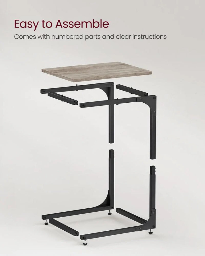 C-Shaped End Table For Sofa With Steel Frame