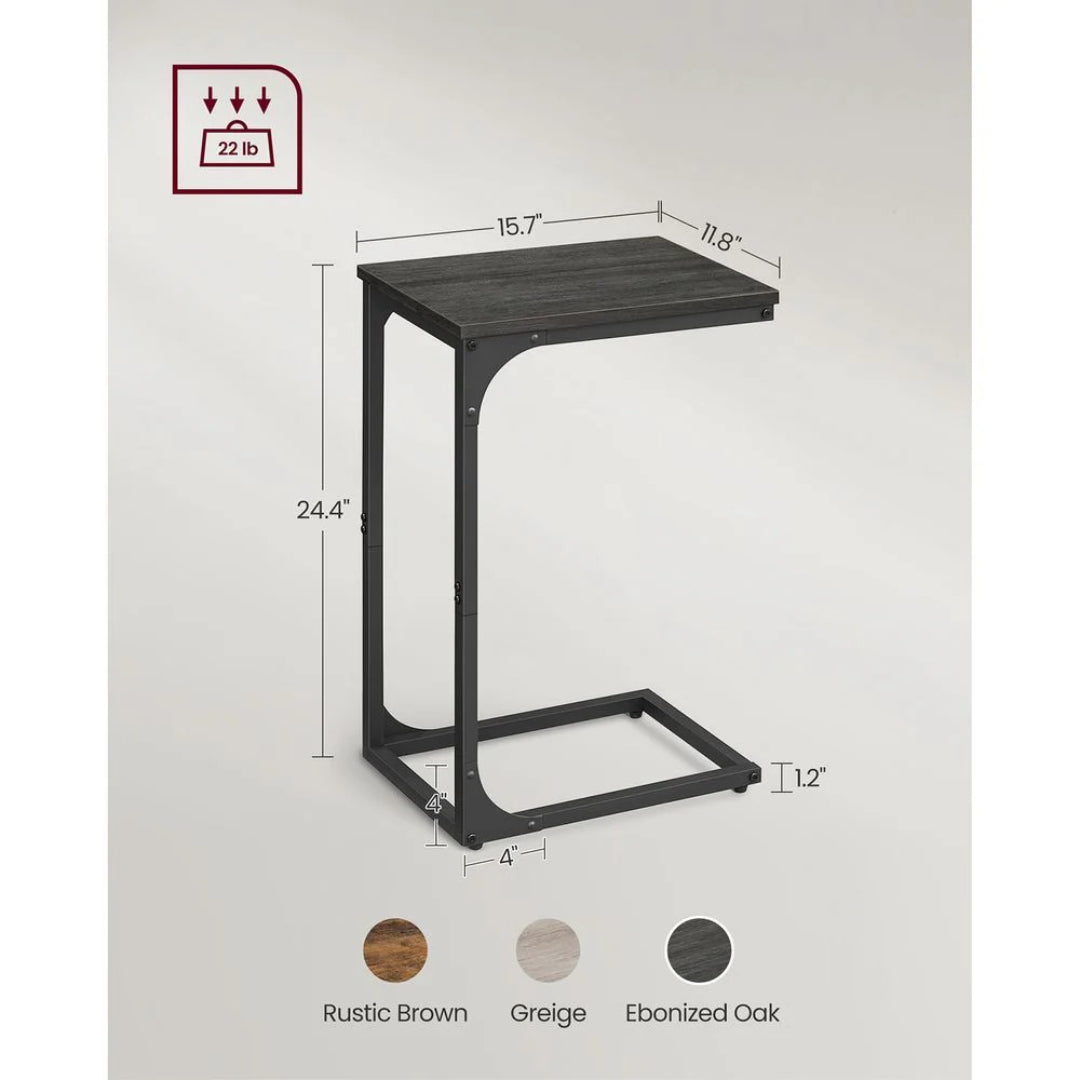 C-Shaped End Table For Sofa With Steel Frame