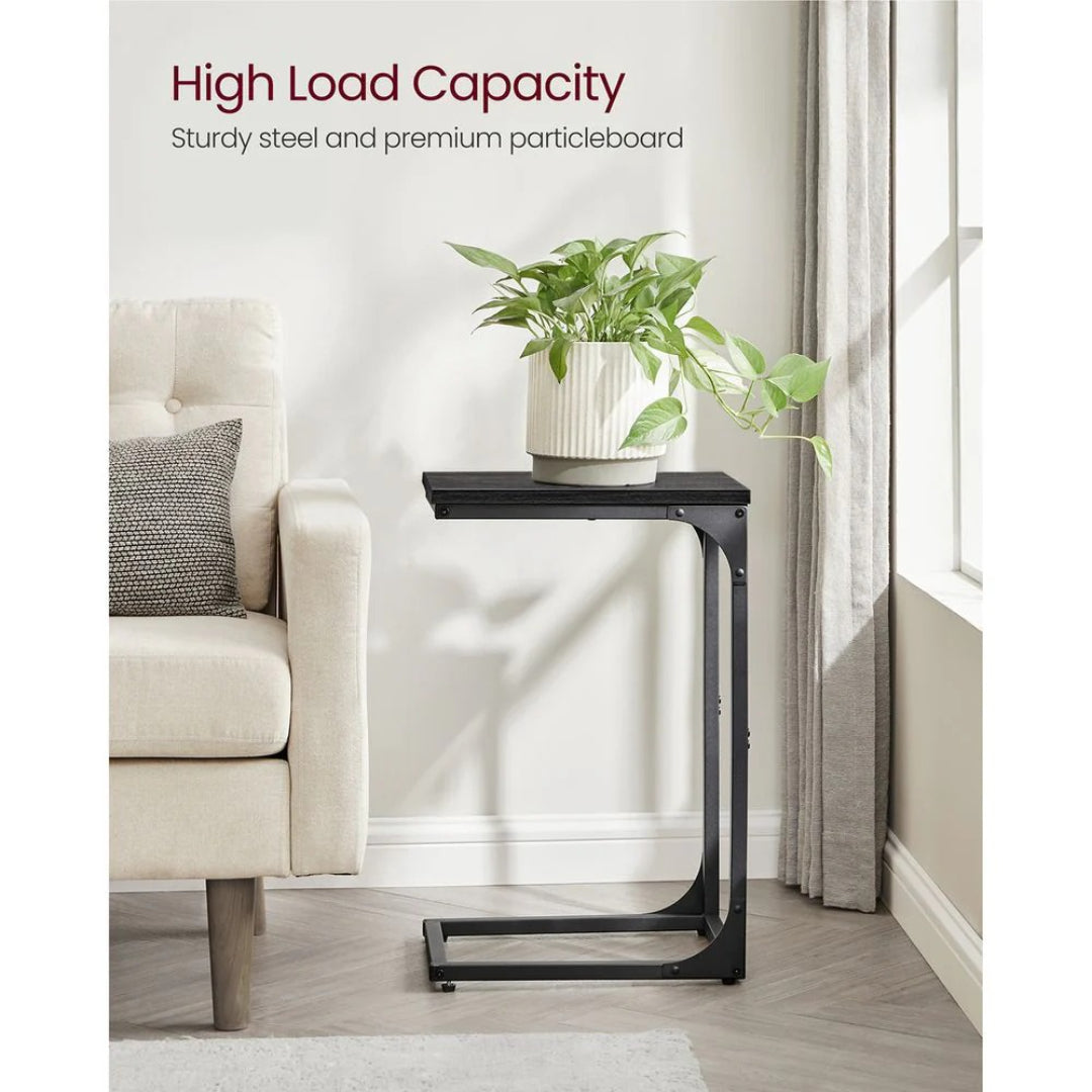 C-Shaped End Table For Sofa With Steel Frame