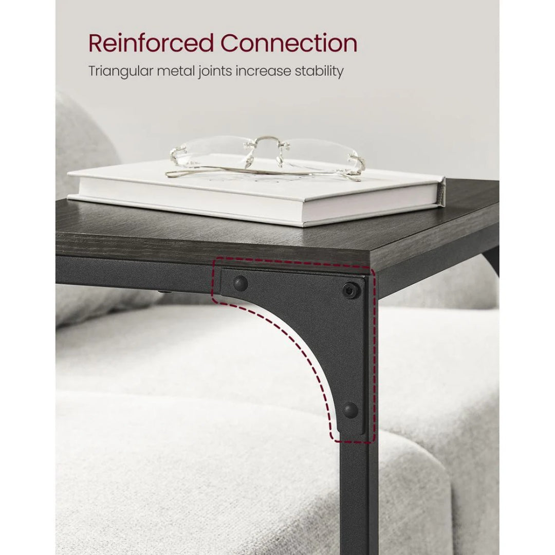 C-Shaped End Table For Sofa With Steel Frame