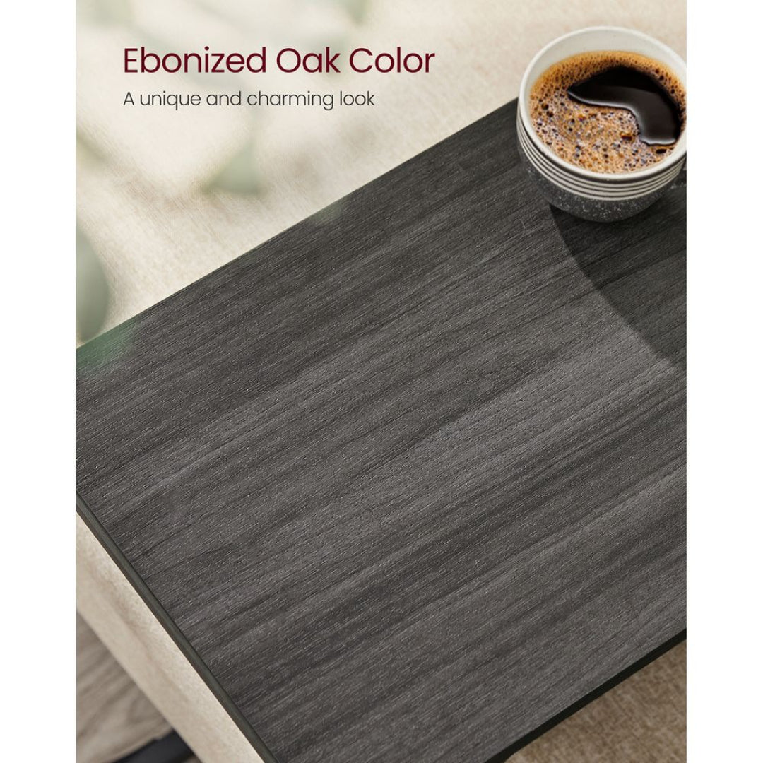 C-Shaped End Table For Sofa With Steel Frame