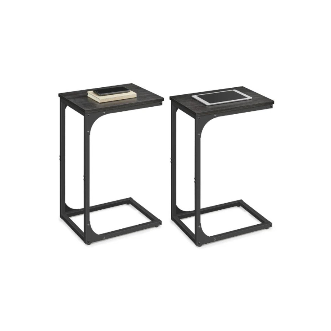 C-Shaped End Table For Sofa With Steel Frame