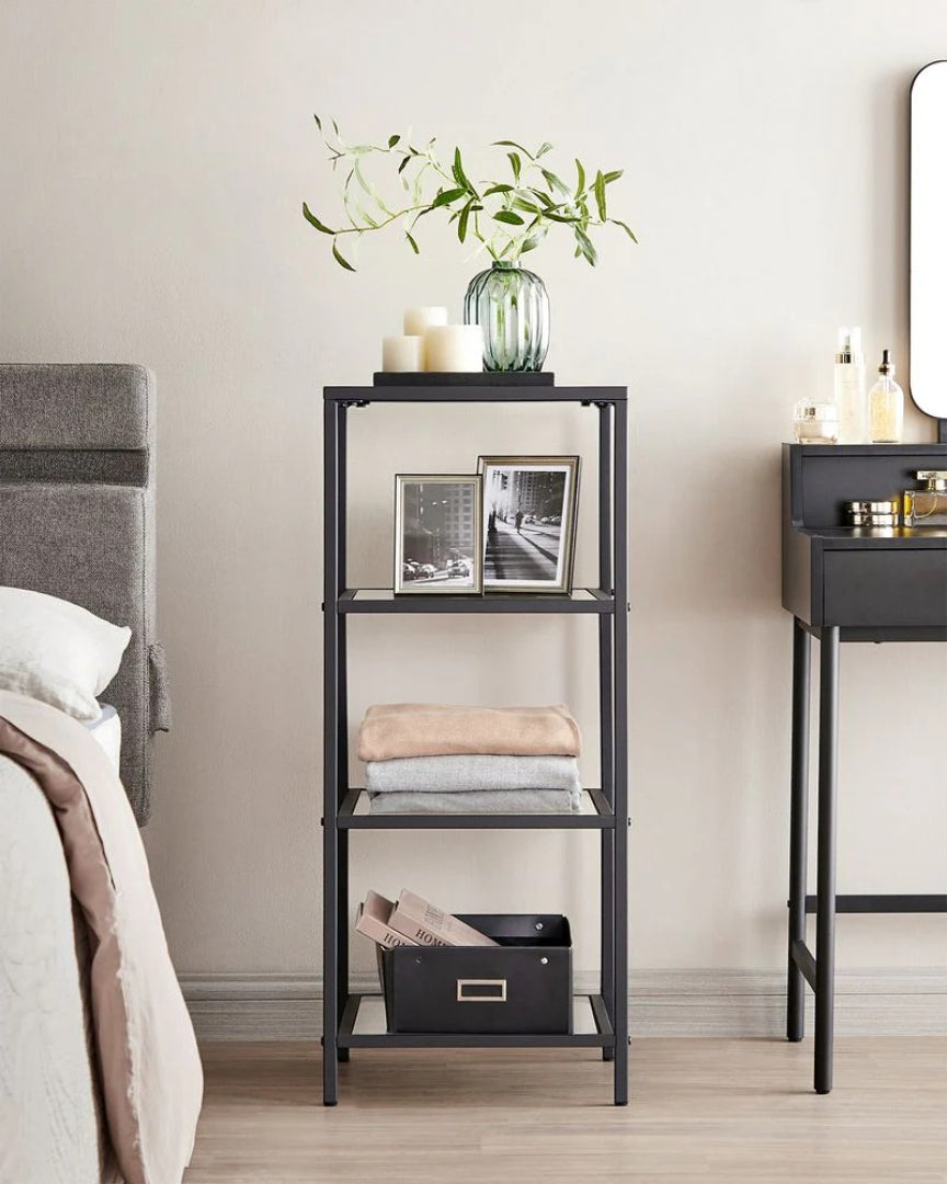 Tempered Glass Bookcase 4 Or 5 Tier Slim Shelving Unit