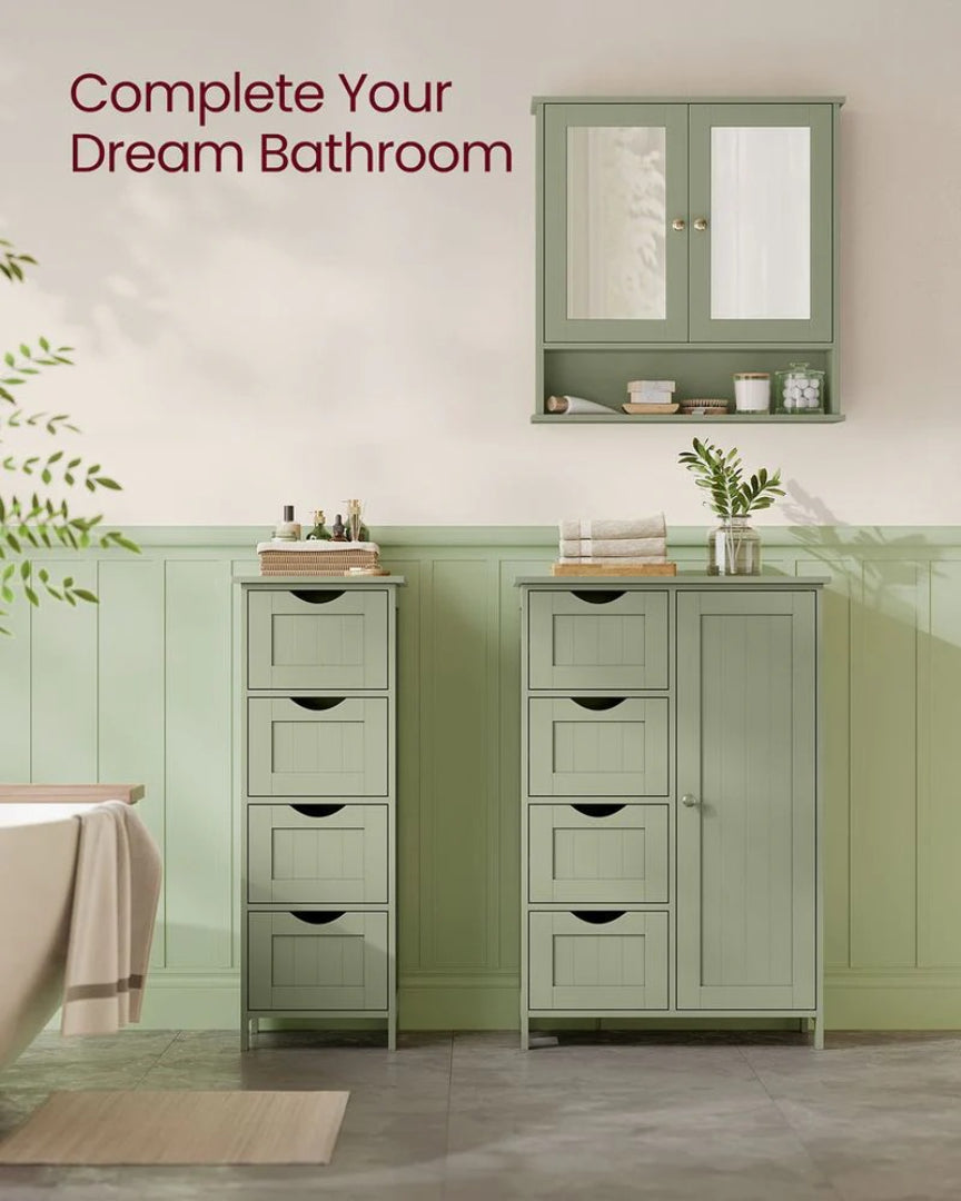 Bathroom Cabinet With Mirror Wall Mounted Storage 22.2in Wide