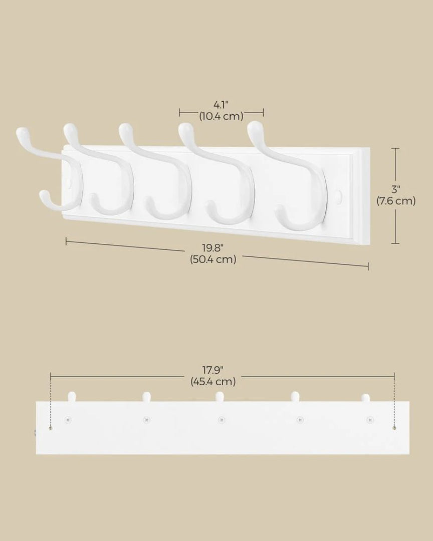 Wall Mounted Coat Rack With 10 Hooks, Heavy Duty Entryway Hook Rack