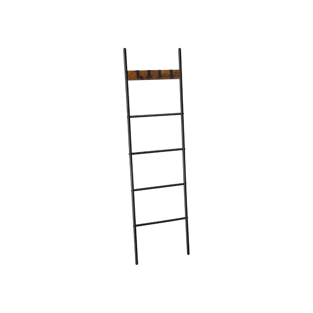 Blanket Ladder Shelf 5-Tier Towel Rack With Hooks