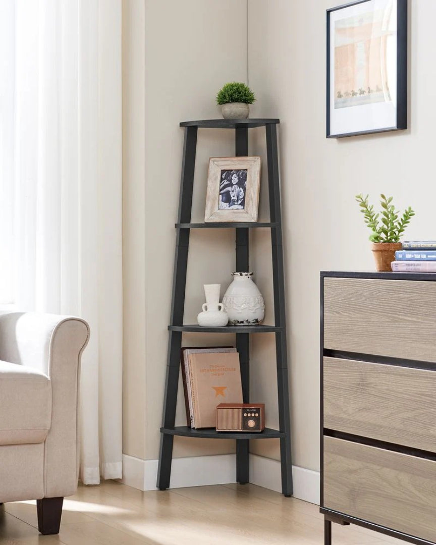 4 Tier Corner Bookshelf Industrial Storage Display Shelf