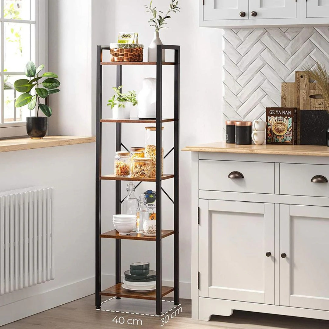 5 Shelf Storage Shelving Unit With Steel Frame Bookcase