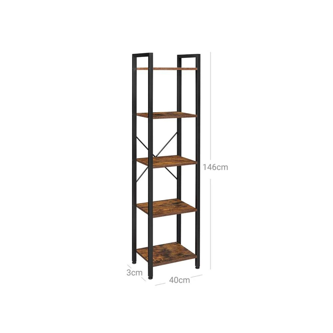 5 Tier Storage Shelving Unit, 60.6 Inch Narrow Bookcase