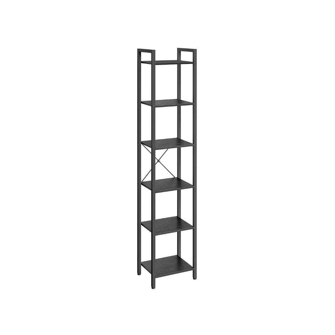 6 Tier Narrow Bookcase With Steel Frame Storage Shelf