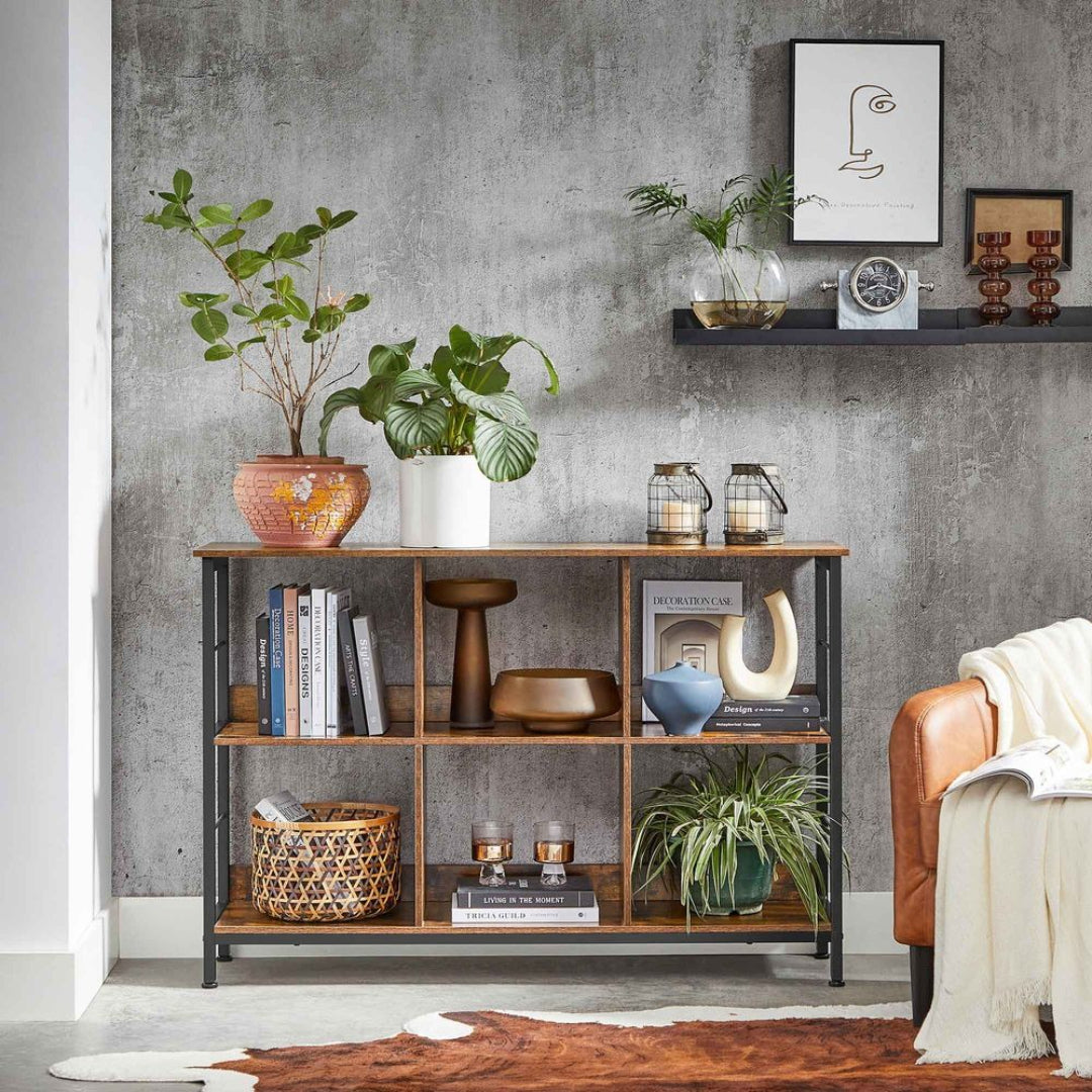 Bookshelf With Storage Cubes, 47.2/39.4 Inch Organizer Shelf