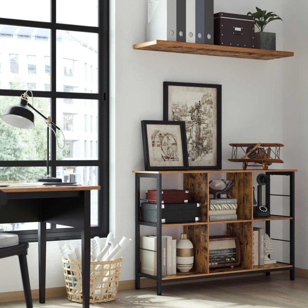 Bookshelf With Storage Cubes, 47.2/39.4 Inch Organizer Shelf