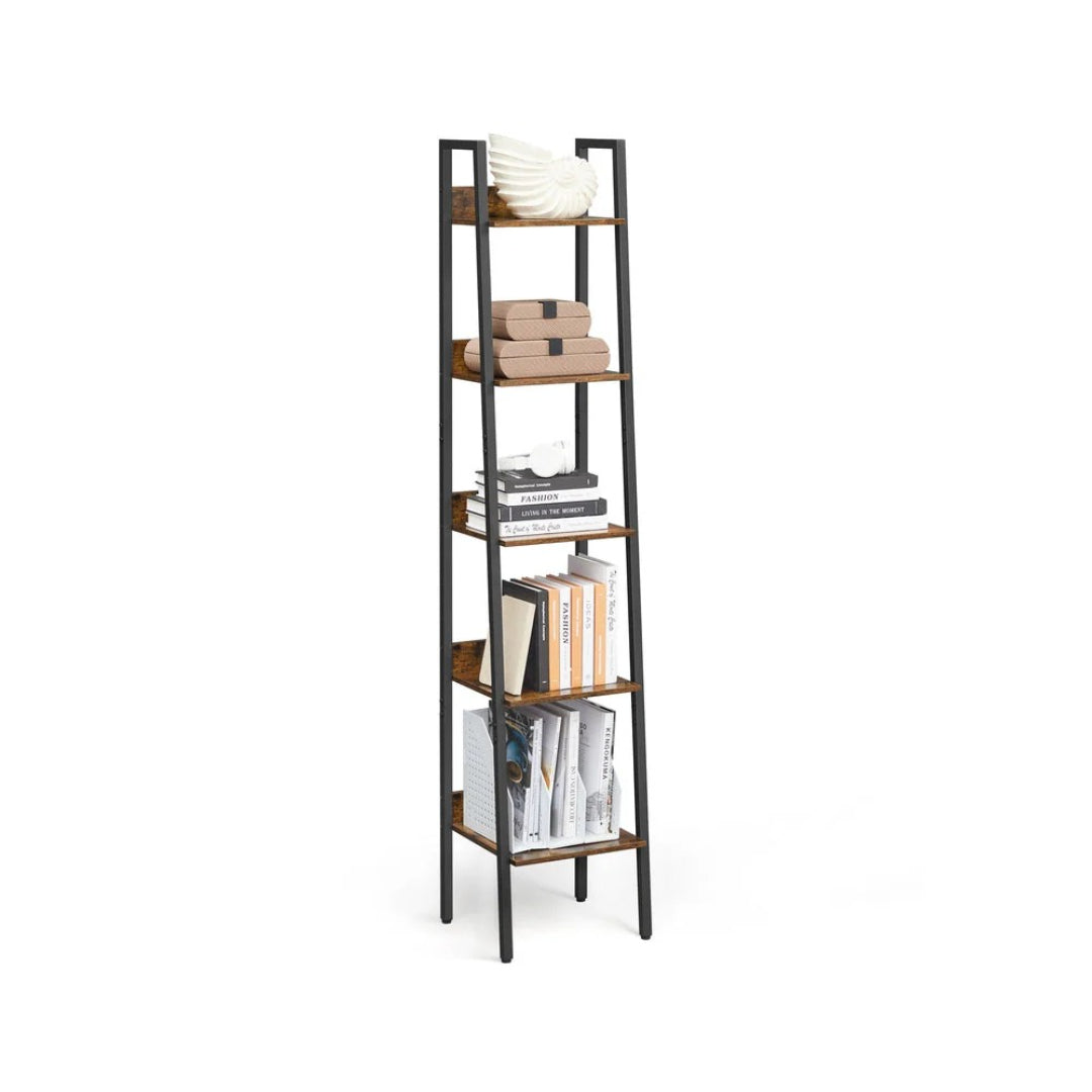5 Tier Narrow Bookcase, 66.9 Inch Space Saving Storage Shelf