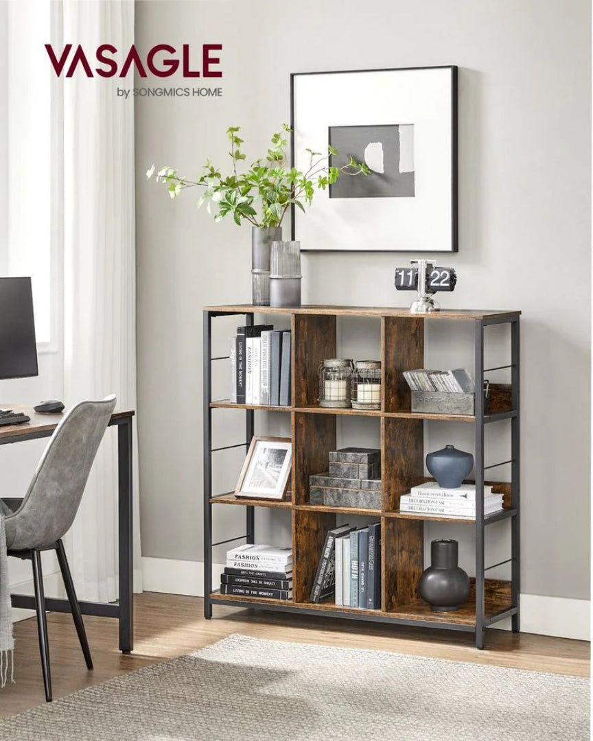 Bookshelf With Storage Cubes, 47.2/39.4 Inch Organizer Shelf