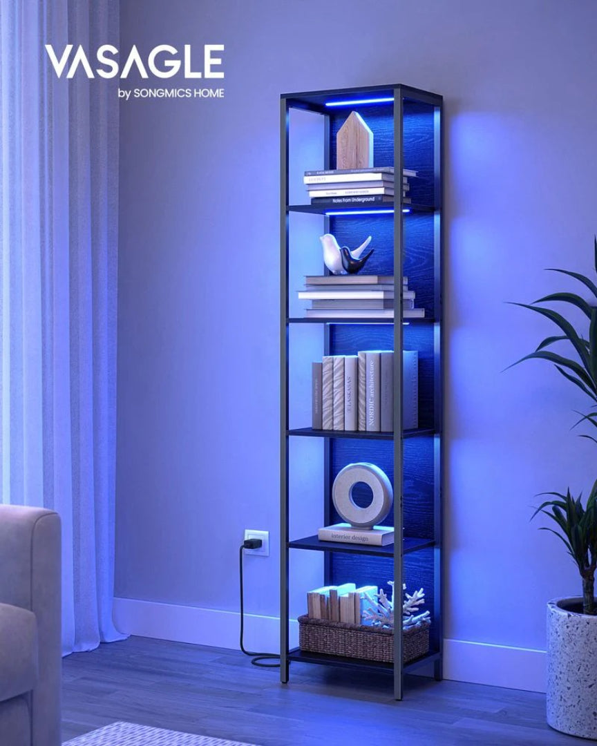 6 Tier LED Bookshelf With Dimmable Lights, 15.7/23.6 Inch Unit