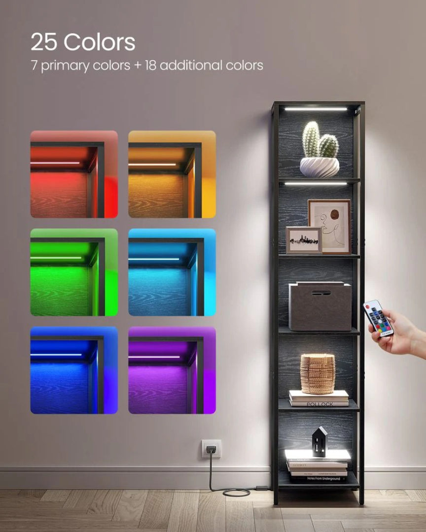 6 Tier LED Bookshelf With Dimmable Lights, 15.7/23.6 Inch Unit