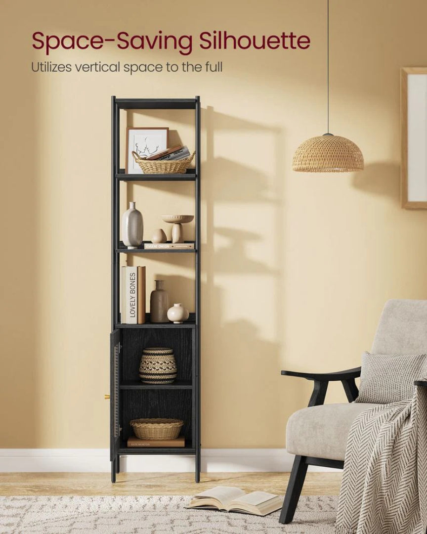 6 Tier Bookcase With Door, 68.8 Inch Storage Shelf