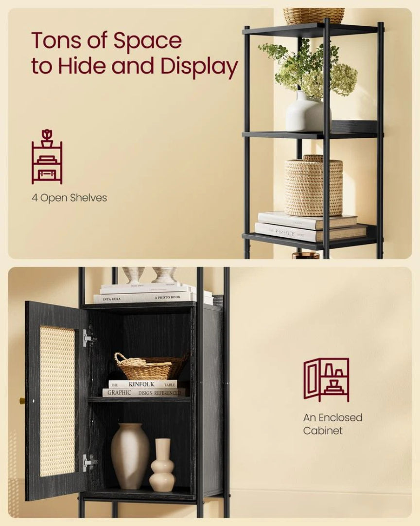 6 Tier Bookcase With Door, 68.8 Inch Storage Shelf