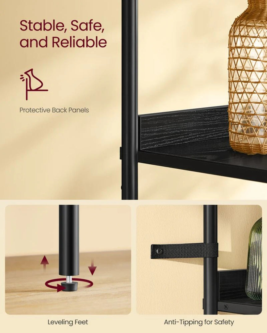 6 Tier Bookcase With Door, 68.8 Inch Storage Shelf