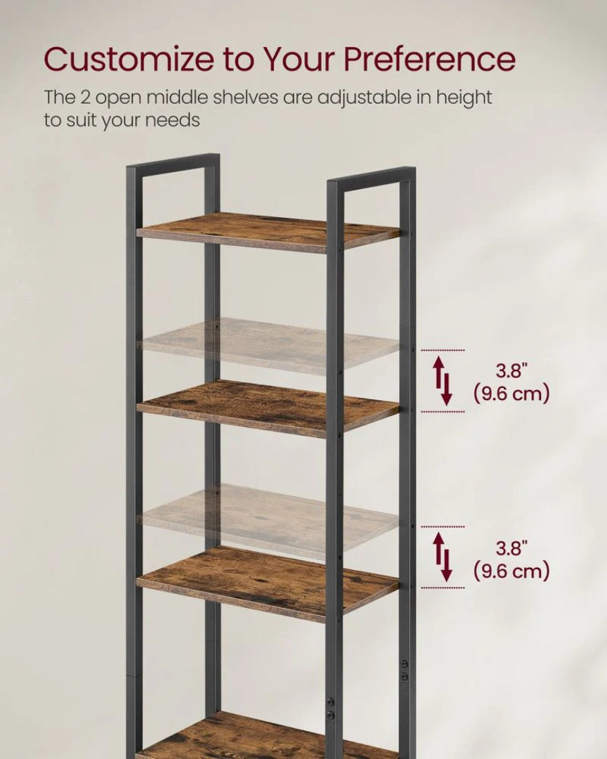 6 Tier Bookcase With Door, 62.8 Inch Tall Storage Shelf