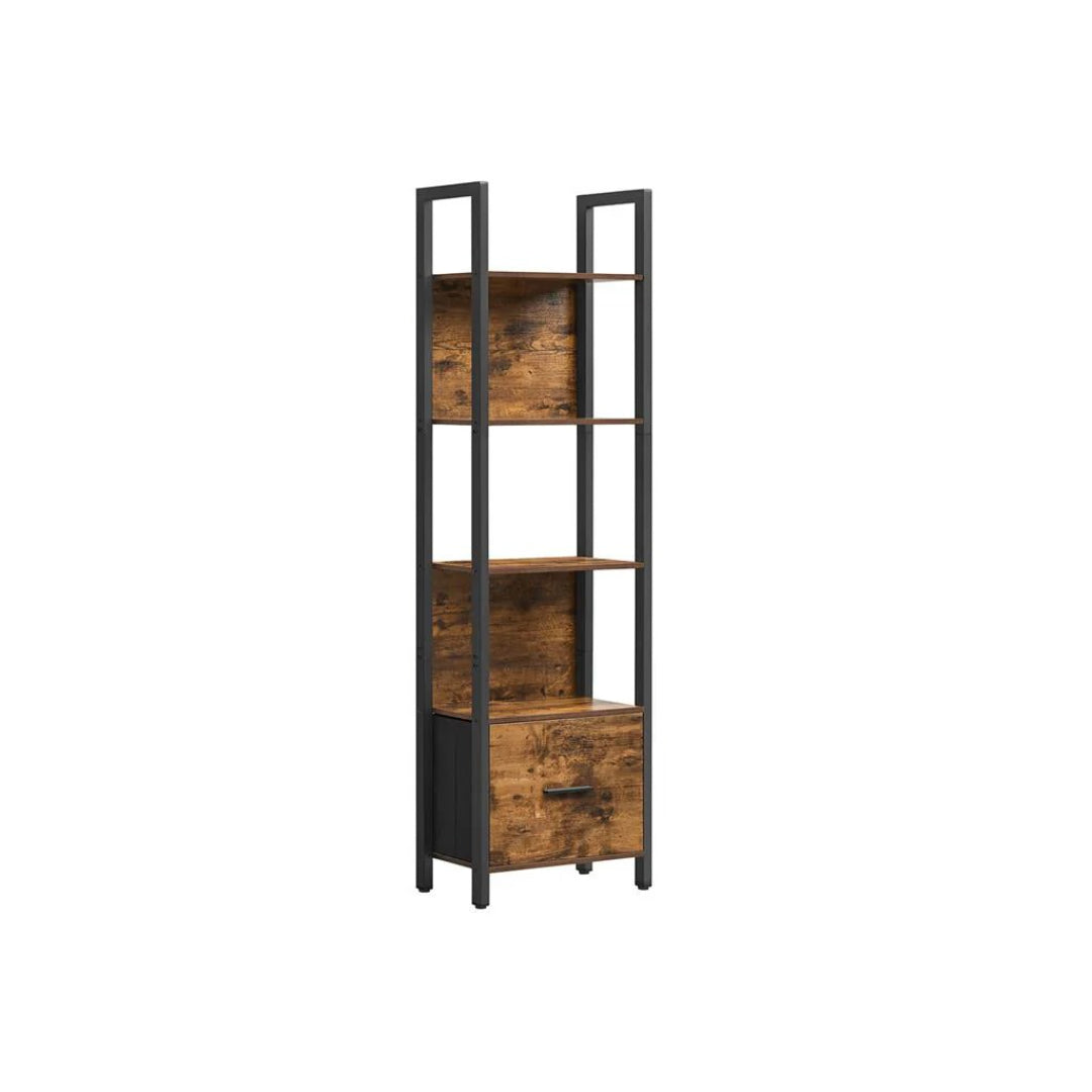 5 Tier Bookshelf With Drawer, 65 Inch Storage Bookcase