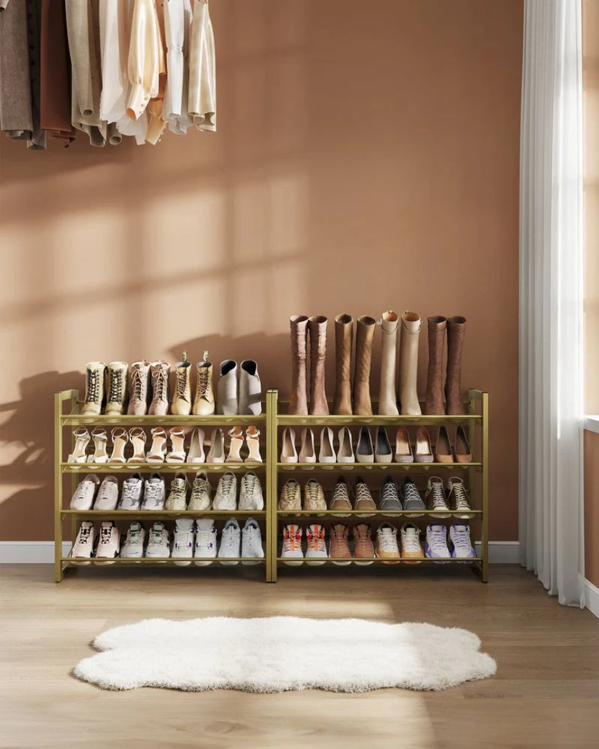 8 Tier Shoe Rack With Metal Shelves, Large Capacity Organizer