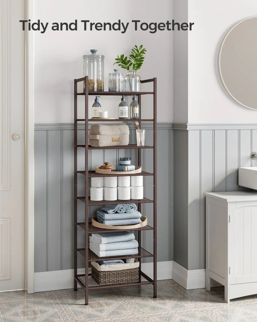 8 Tier Narrow Shoe Rack With Metal Shelves, Space Saving Organizer