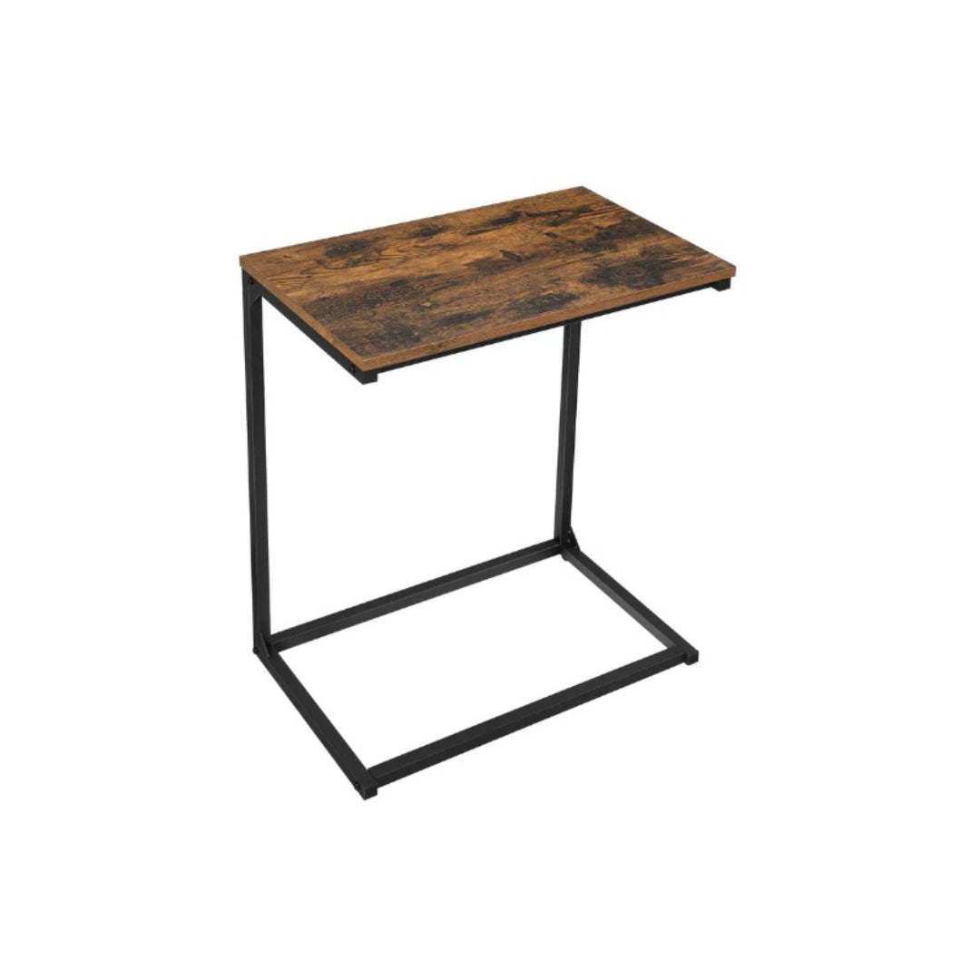 C-Shaped End Table for Couch or Sofa, Rustic Laptop Side Table