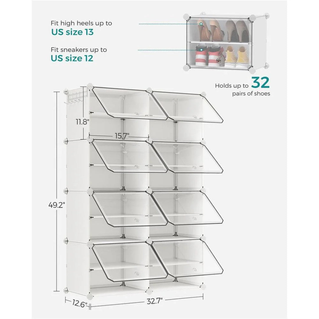 Shoe Organizer Cabinet With Doors 4 To 10 Cubes