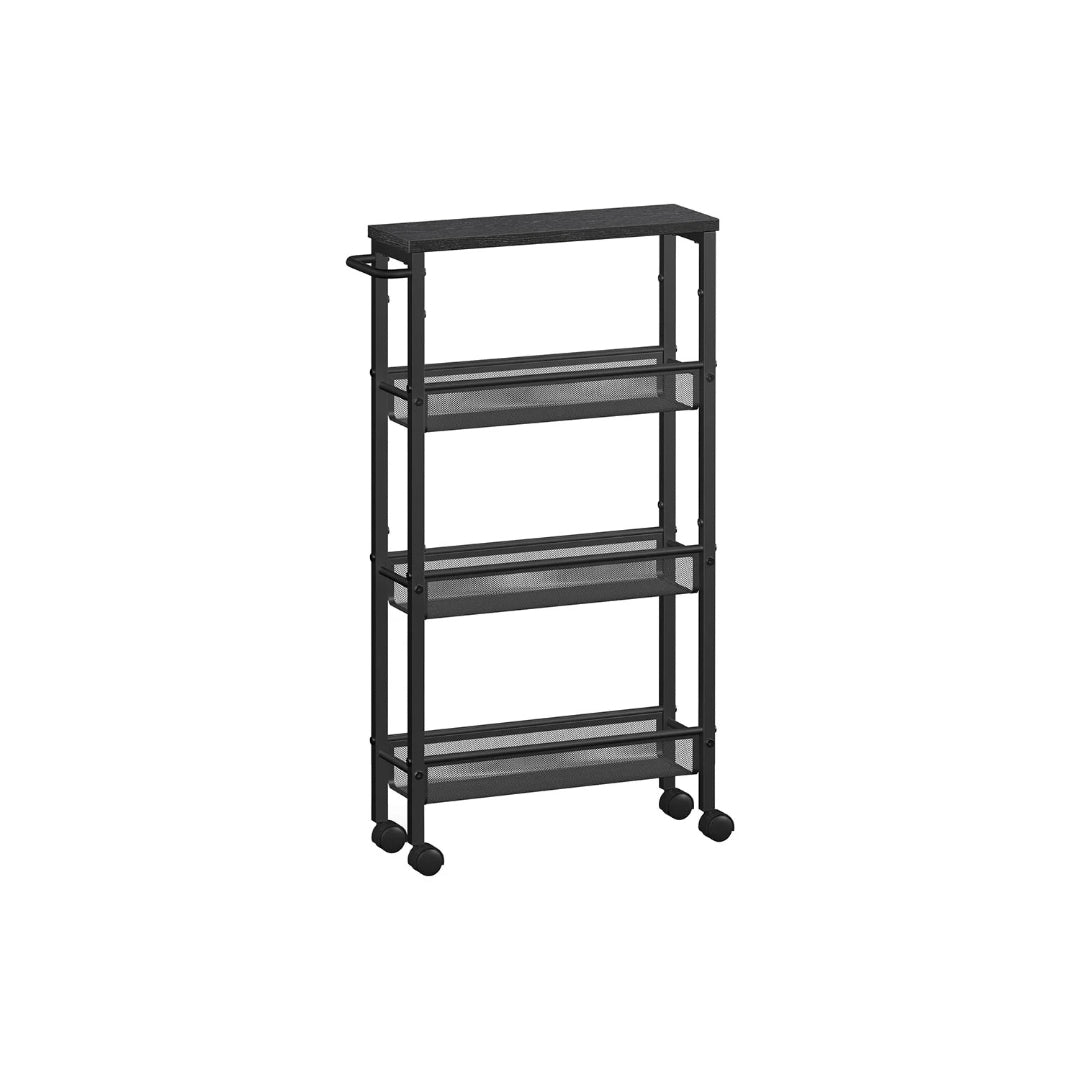 4 Tier Slim Rolling Storage Cart Narrow Utility Shelf