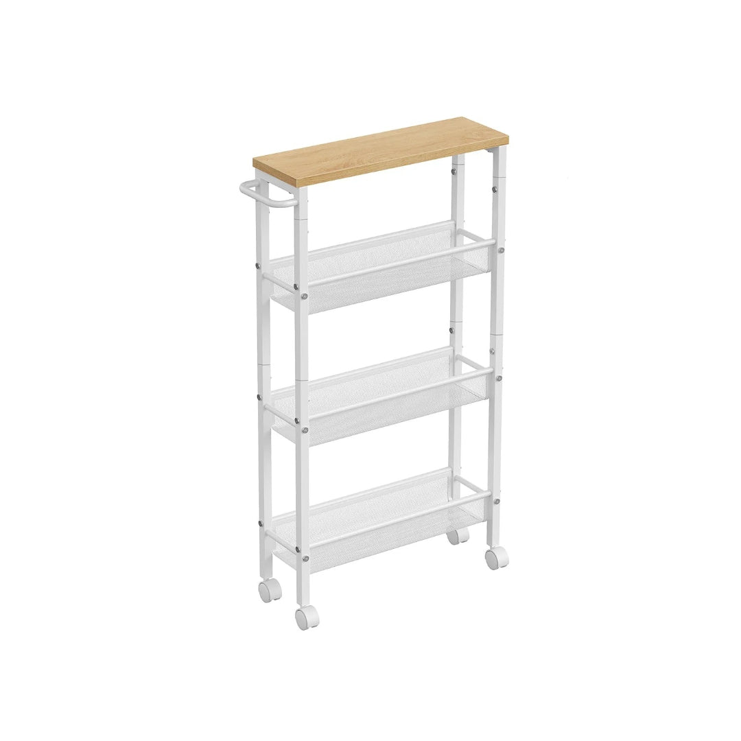 4 Tier Slim Rolling Storage Cart Narrow Utility Shelf