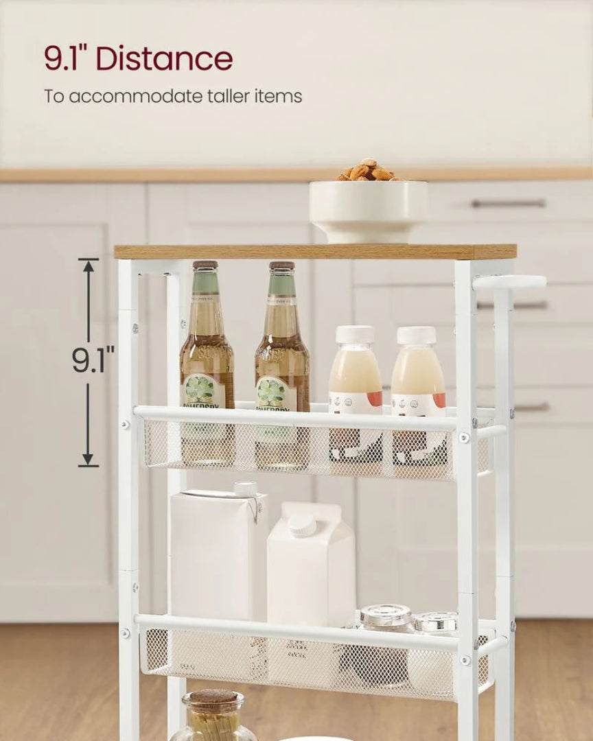 Slim Rolling Storage Cart 4 Or 5 Tier Narrow Utility