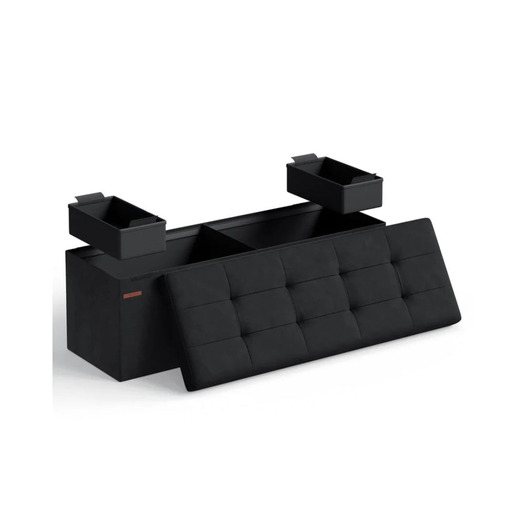30/43 Inch Storage Ottoman Bench With Flip Lid & Storage Boxes