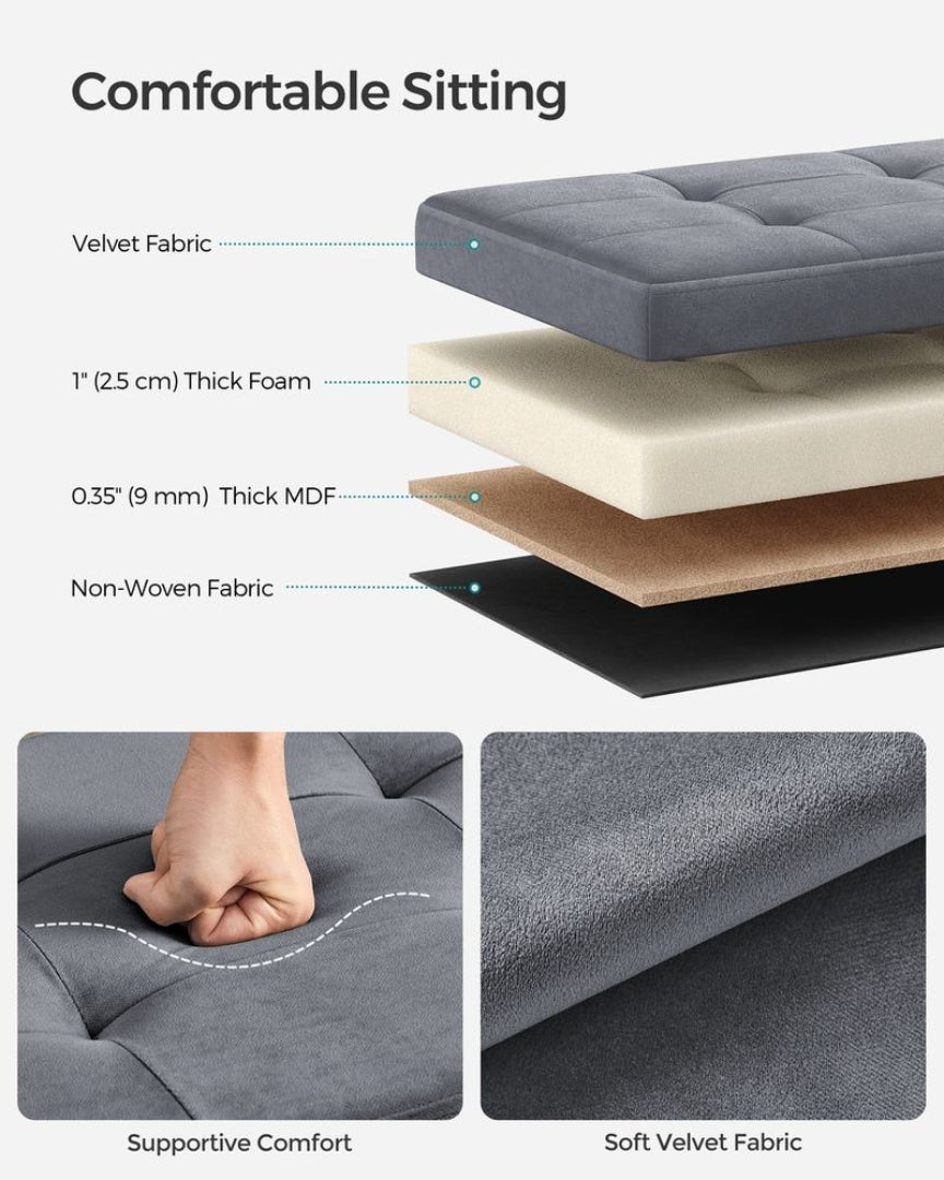 30/43 Inch Storage Ottoman Bench With Flip Lid & Storage Boxes