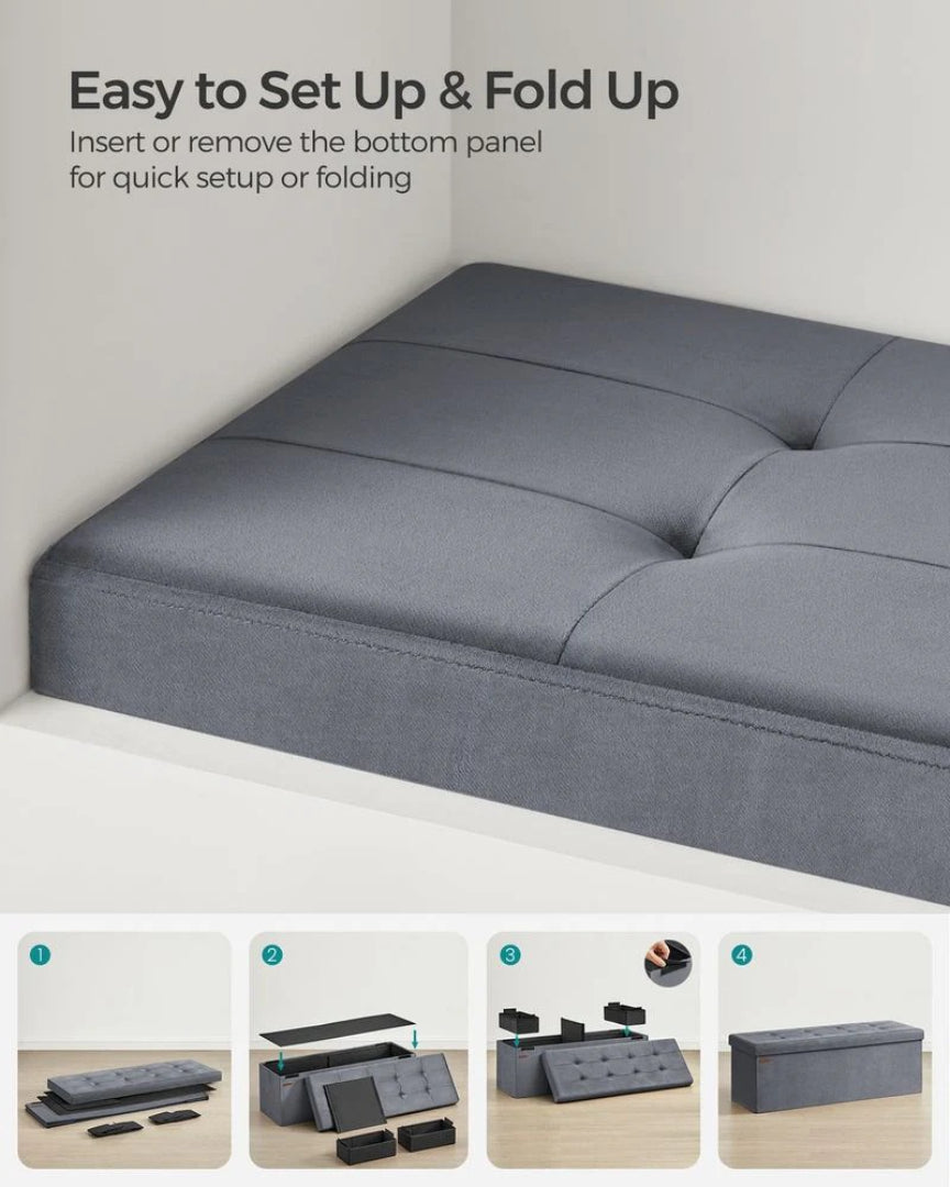 30/43 Inch Storage Ottoman Bench With Flip Lid & Storage Boxes