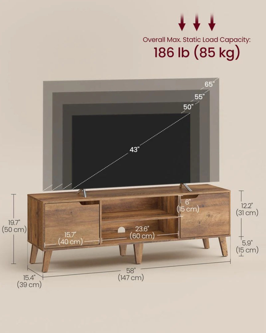 TV Stand For 65 Inch TVs With Cabinets And Adjustable Shelf