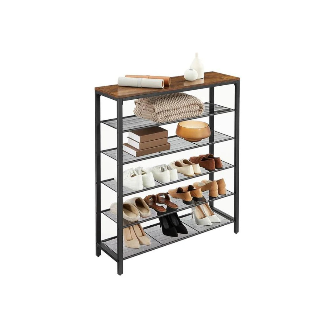 6/8 Tier Shoe Rack With Metal Shelves, 39.4 Inch Wide Organizer