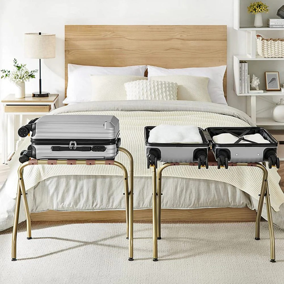 Folding Luggage Rack Steel Suitcase Stand For Guest Room