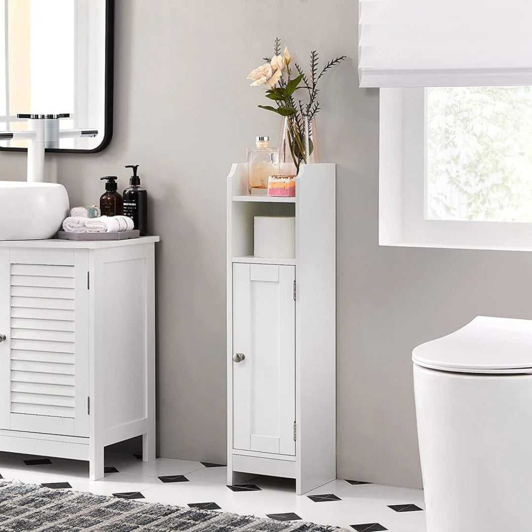Corner Bathroom Storage Cabinet Slim Floor Cabinet 31.5in High