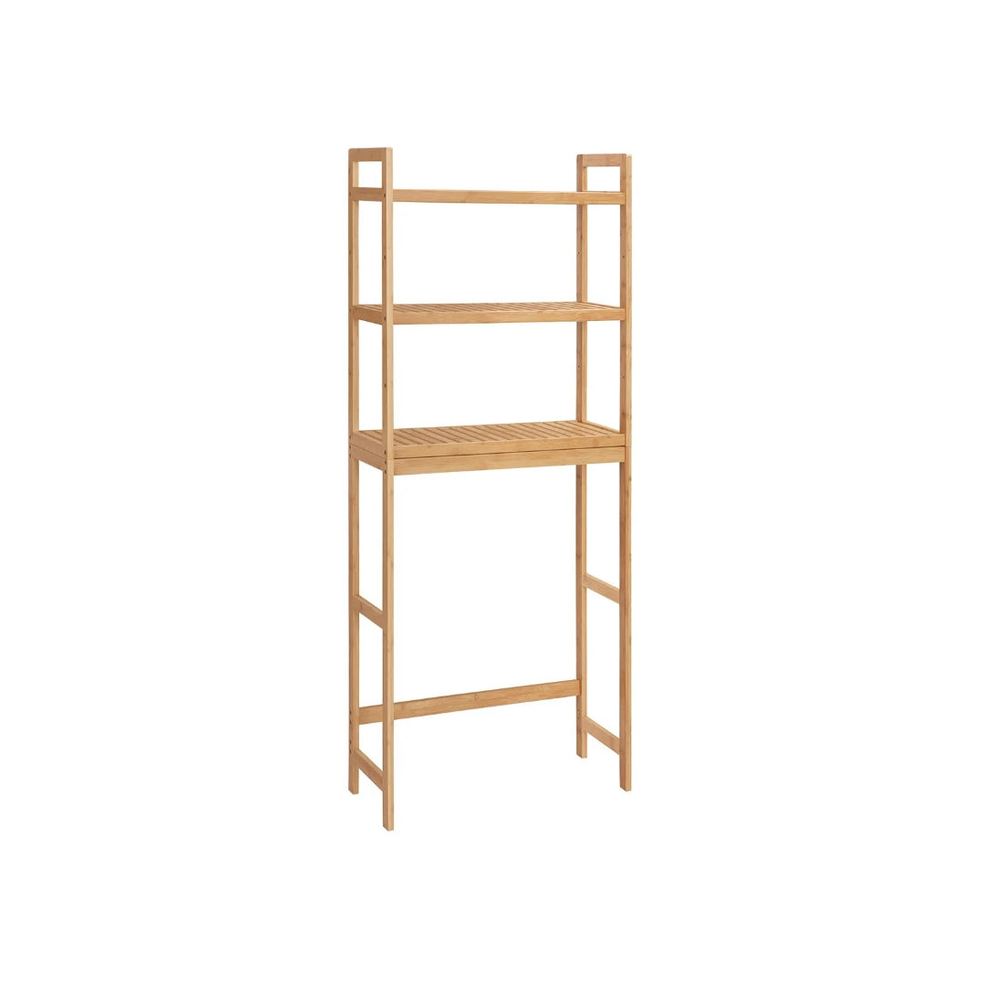 Over Toilet Bathroom Organizer 3-Tier Bamboo Shelf 66.9in High