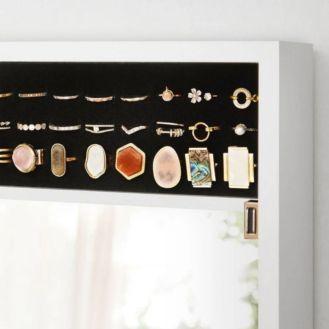 Lockable Mirror Jewelry Cabinet Armoire Wall Or Door Mounted