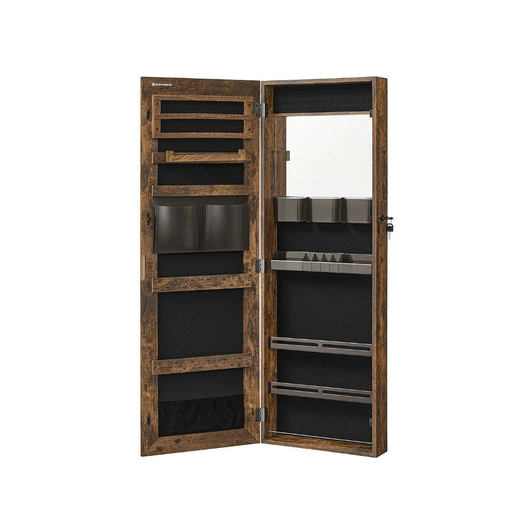 Lockable Mirror Jewelry Cabinet Armoire Wall Or Door Mounted
