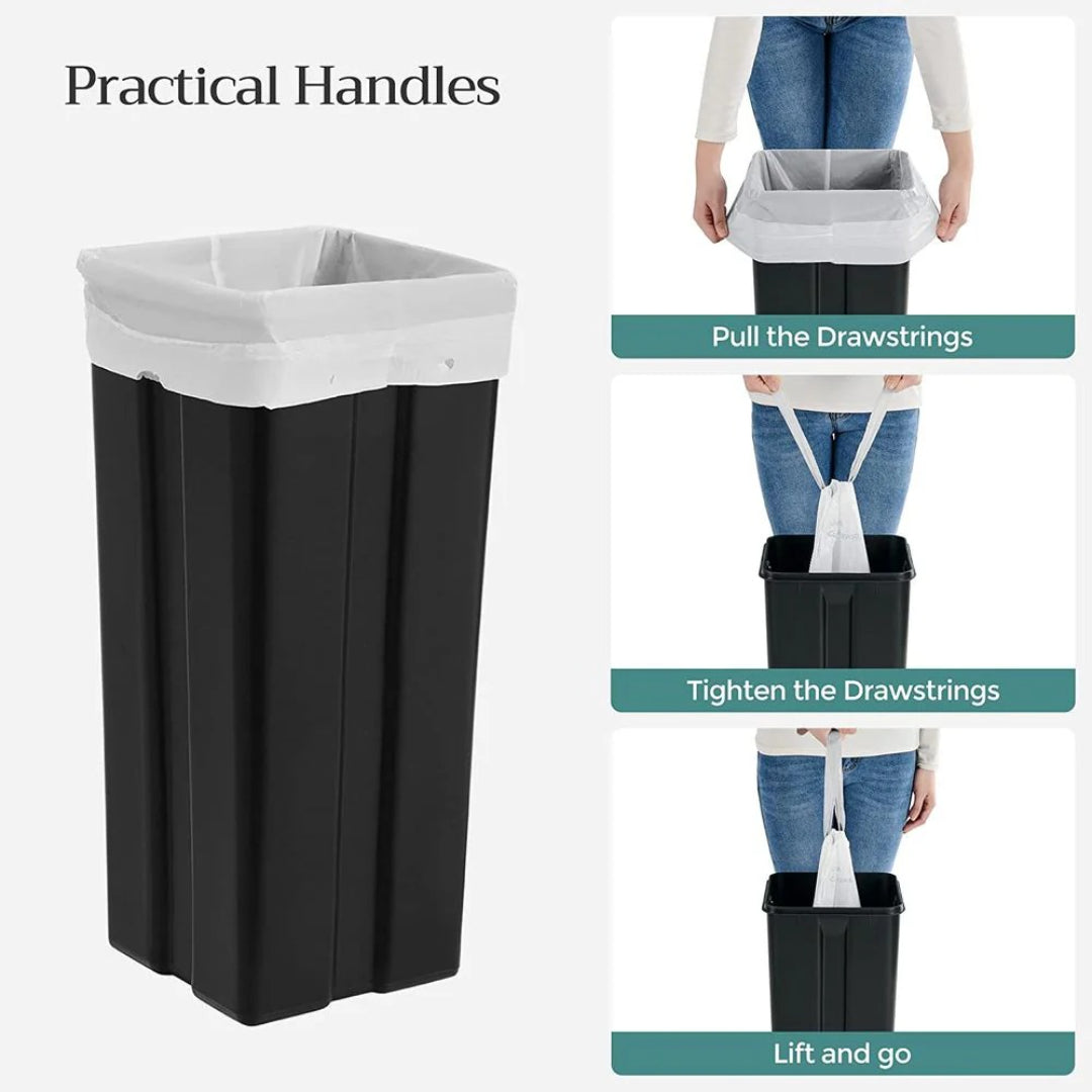 Drawstring Trash Bags, Heavy Duty Leak-Resistant Garbage Bags