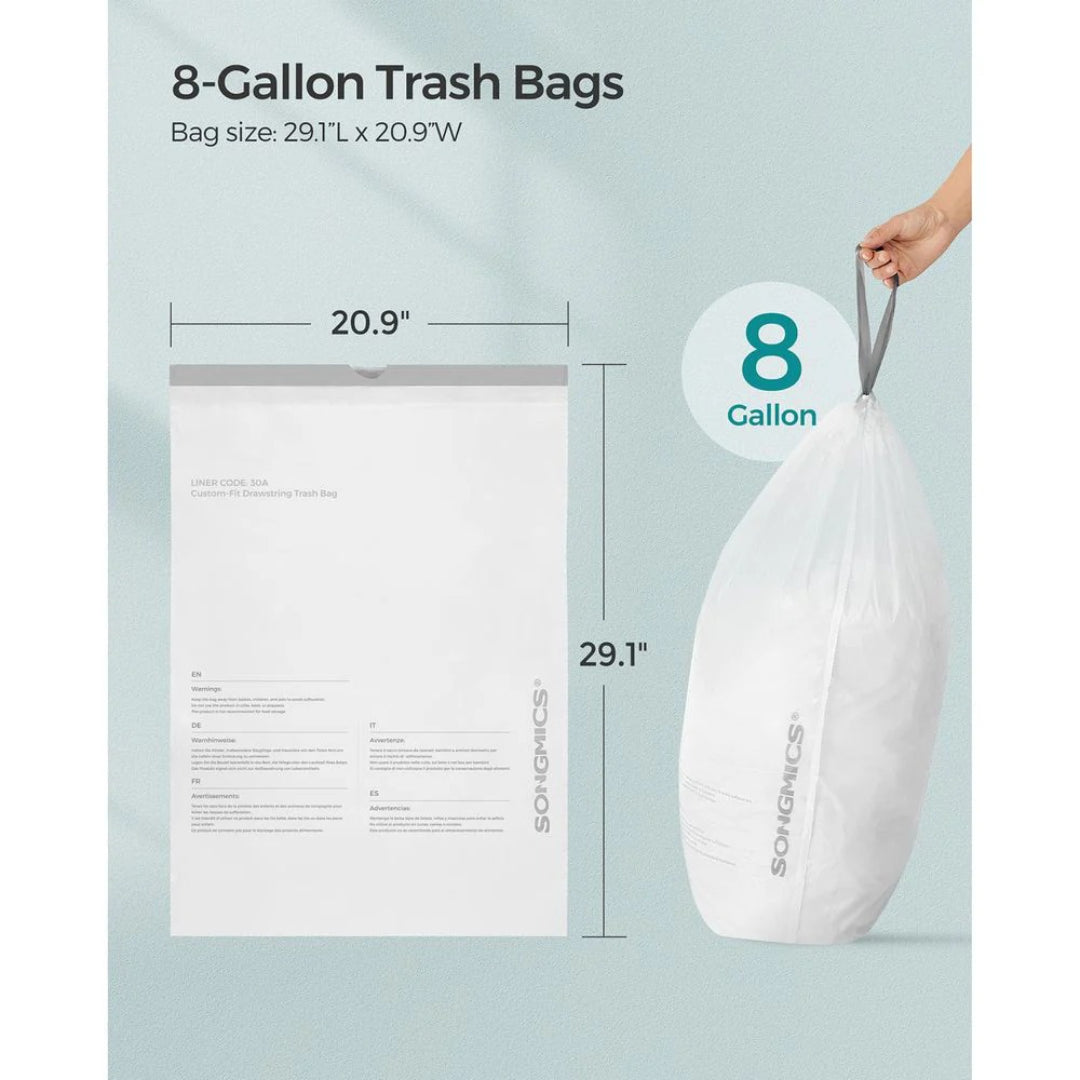 Drawstring Trash Bags, Heavy Duty Leak-Resistant Garbage Bags