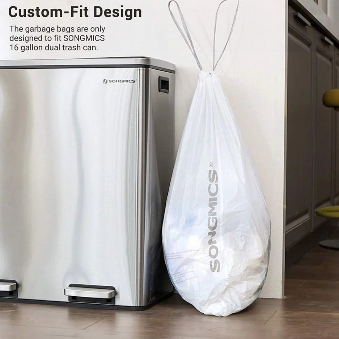 Drawstring Trash Bags, Heavy Duty Leak-Resistant Garbage Bags