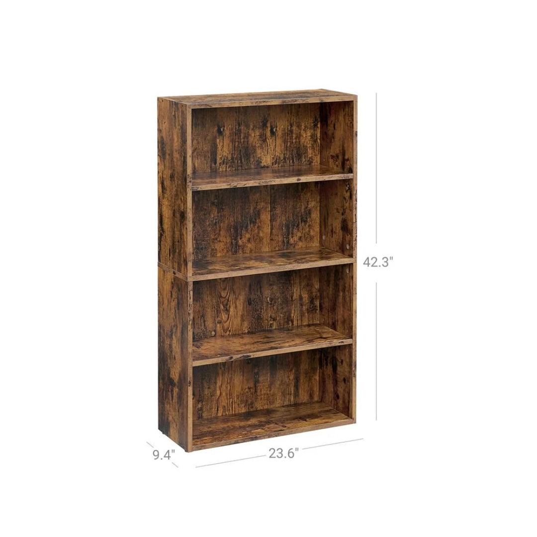 4 Tier Bookcase With Adjustable Shelves, 42.3 Inch Storage Shelf