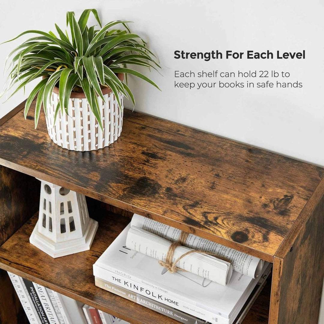 5 Tier Open Bookcase With Adjustable Storage Shelves