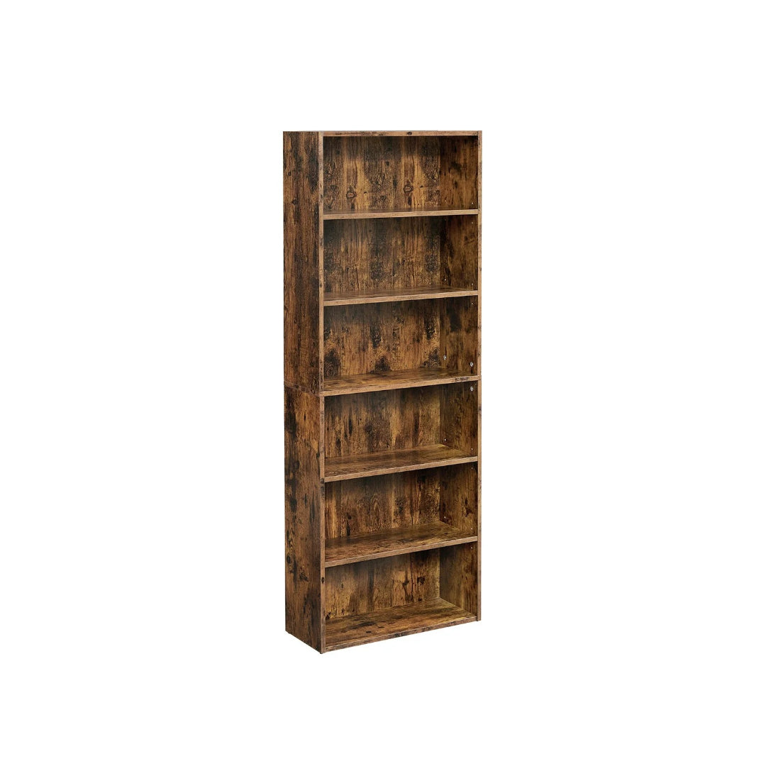 6 Tier Open Bookcase With Adjustable Storage Shelves