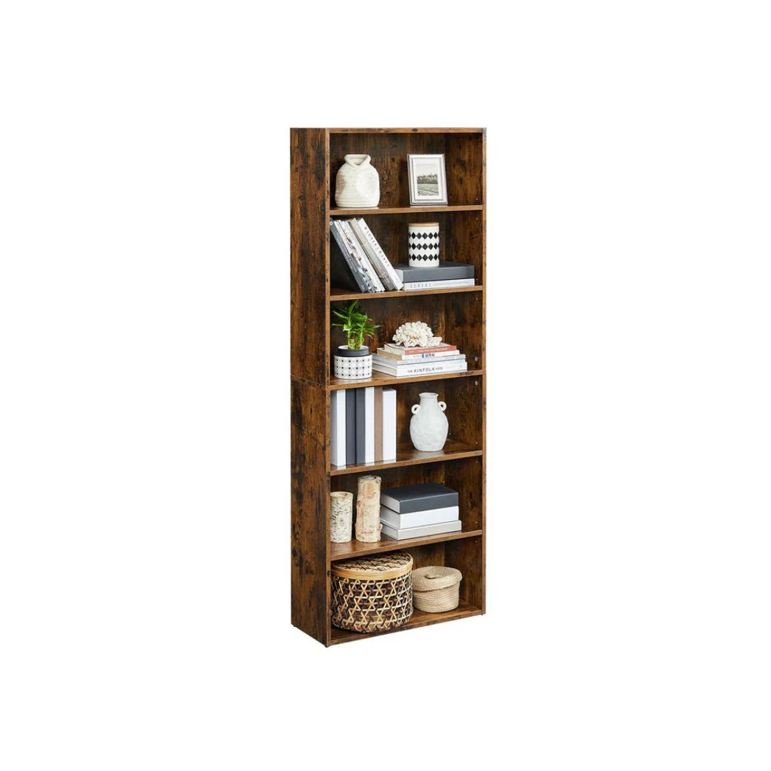 6 Tier Open Bookcase With Adjustable Storage Shelves