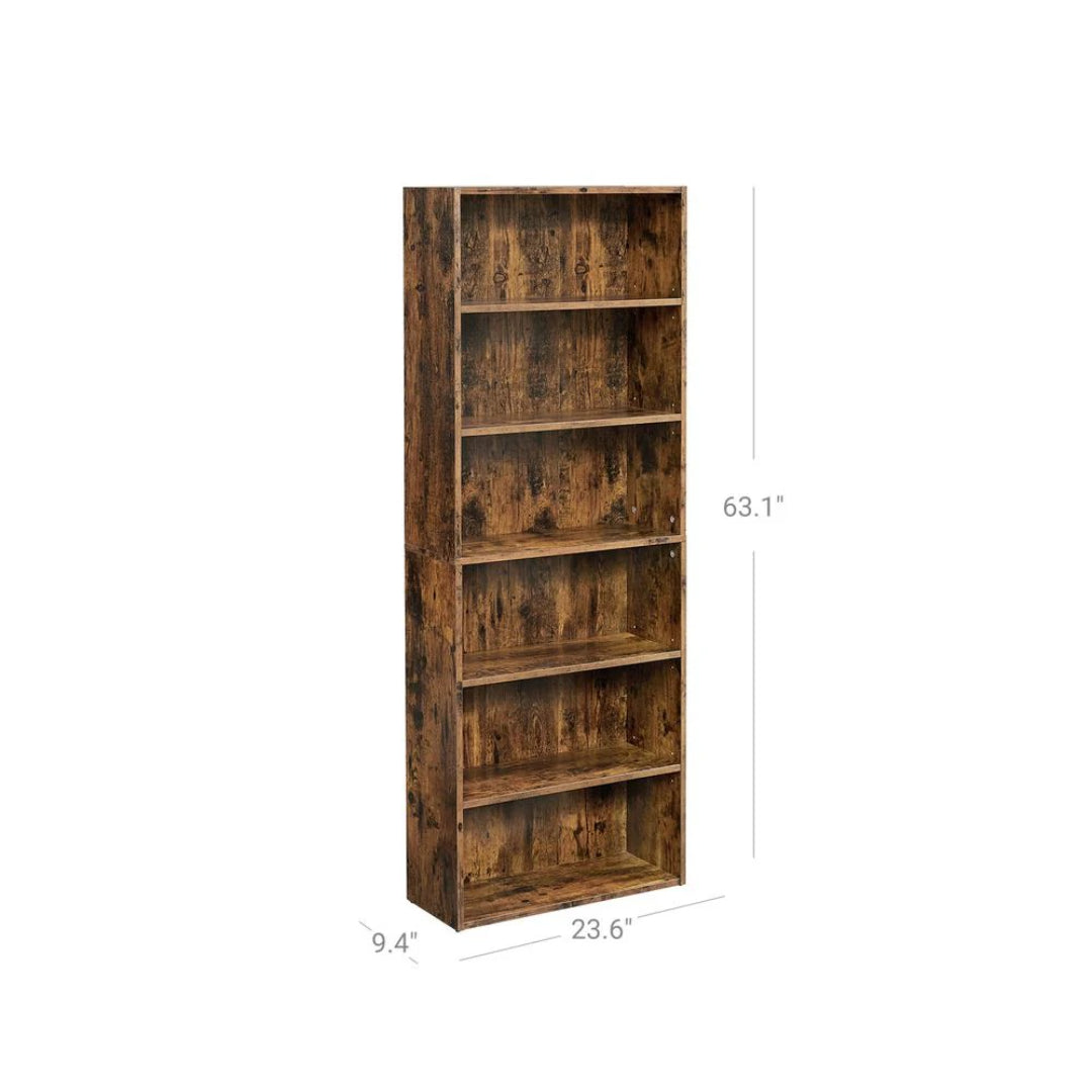 6 Tier Open Bookcase With Adjustable Storage Shelves